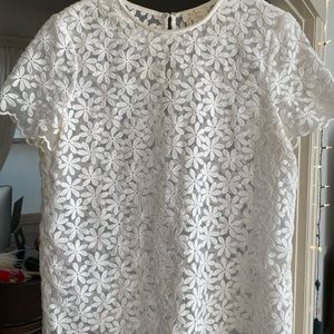 Beautiful Kate Spade New York Short Sleeve Floral Sheer Top Size 6 in white.